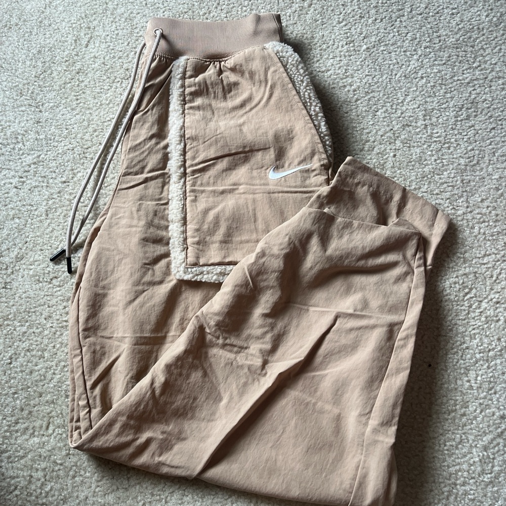 Nike Tan Track Pants with White Accents